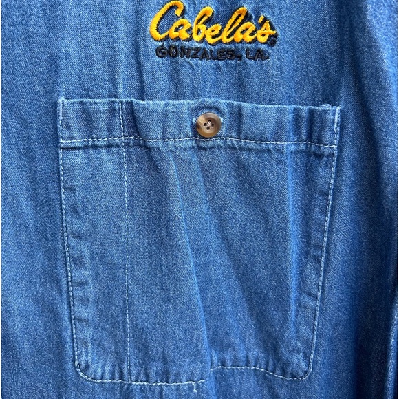Cabela’s Blue Denim Long Sleeve Button Down 2XLT Shirt Gonzales, Louisiana C9 - Picture 2 of 5